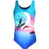 Aquarti Costume Piscina Bambina Intero con Stampa - Resistente, Confortevole e alla Moda, Delfini Luna Rosa/Blu, 116