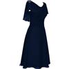 Generico Abito Donna Longue Estivo Manica Corta - Robe Volant Superposé Femme Vestito in Chiffon con Spalle Scoperte E Tulle Abiti Leggero Traspirante Dress Tinta Unita Moda Jupe Stile Francese per Matrimonio