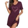 Demegimi Camicie da Notte Donna Estiva con Stampa a Forma di Cuore Cotone Pigiama Donna a Collo Rotondo