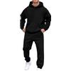 Fulidngzg Tuta Uomo Completa Invernale Tinta Unita 2 Pezzi Felpa con Cappuccio e Pantaloni Tuta Completo Palestra Primaverile Leggera Tute da Ginnastica Elegante per Lavoro Casa Running Sportive Calcio,Nero,L