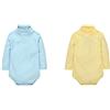 CuteOn 2 Confezioni Unisex Bambino Pagliaccetto Collo Alto Manica Lunga Cotone Neonati Body tuta Blu + Giallo 12 Mesi