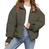 ORANDESIGNE Cappotto Corto da Donna Invernale Caldo Giacca Imbottita con Zip Stile Semplece Elegante Capispalla con Cerniera Piumino Invernale B Army Green S