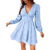 CUPSHE Mini abito a trapezio da donna, in pizzo, a maniche lunghe, con stampa floreale, aderente, adatto per feste