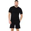 True Face Pigiama da uomo in cotone, con maglietta e pantaloncini, abbigliamento da notte, da casa, palestra, yoga, maglietta a maniche corte, pantaloncini casual, Nero , M