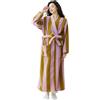 CRETUAO Accappatoio lungo da donna in spugna righe colorate Accappatoio da spa in pile corallo morbido e assorbente Calda e graziosa vestaglia in peluche,Rosa,XL