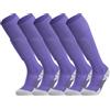 APTESOL Calze da calcio lunghe al ginocchio (3/5 paia) per bambini, ragazzi, adulti, calze sportive lunghe, EU 28-44, cuscino traspirante, 5 paia di viola-A, 36-40
