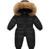 amropi Bambino Tute da Neve Inverno Body Pagliaccetto con Cappuccio Neonato Tutina Jumpsuit Nero,4-5 Anni