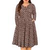 RITERA Abiti taglie forti per donne curvy abito a maniche lunghe a vita alta autunno inverno fluente abito casual XL-5XL, B2-arancione floreale, XX-Large Più