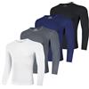 AMZSPORT Maglia Compressione Uomo Maglia Termica Manica Lunga Maglietta Palestra Compression Shirt Ciclismo Running Sportiva, Confezione da 4 Nero Bianco Grigio Blu XL