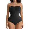 FXTYK Body da Donna Snellente, Shapewear con Scollo a V, Top Tanga Senza Spalline, Bodysuit Modellante, con Spallacci Regolabili e Rimovibili, per Biancheria Intima da Donna, Slip, L