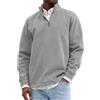 Generisch Felpa da uomo a mezza zip senza cappuccio, casual, tinta unita, con colletto alto, oversize, sportiva, a maniche lunghe, calda, classica, per il tempo libero, grigio., S
