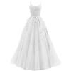 Generic Vestito Sposa Bianco Spaghetti Abito Lungo da Festa con Applicazioni di Pizzo in Stoffa per Vestiti Eleganti