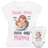 Vestin M-Italy Coppia T-Shirt Body Donna & Neonato/a - Personalizzabile Mamma Donna Neonato Buona Prima Festa della Mamma Abbraccio - Maglietta Maglia Pigiamino Super vestibilità Top qualità