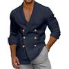 Oanviso Giacche Leggero da Uomo Blazer Casual Giacche in Cotone Slim Fit Casual Giacca Leggera a Bottoni Primavera Autunno Cappotto Elegante Scollo a V Tinta Unita Doppiopetto Blazer A Blu XL