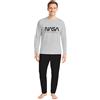 United Labels NASA - Pigiama da uomo, a maniche lunghe, con pantaloni, grigio/nero, grigio/nero, M