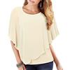 OHXSM Camicetta casual in chiffon da donna Tops Estate Girocollo allentato Manica corta Camicie fluide Top casual da donna T-shirt manica corta con volant Camicette in chiffon tinta unita casual da donna