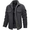 heekpek Giacca da Uomo Invernale Camicia Flanella Giacche Pile Invernali Giubbotti Elegante Termica Lumberjack Casual, Grigio Scuro, XXL