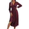 QUNERY Abito Donna Estivo Manica Corta Vestiti Vita Alta A Line Abiti Scollo a V Elegante Vestito Estivi Lunghi Casual Abito Spiaggia