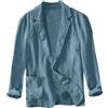 ORANDESIGNE Giacca in Lino da Uomo Estiva Leggera Blazer per Il Tempo Libero con Due Bottoni Leggera Sportiva Giacca Blazer Classiche A Marino L