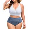 Nadeer Due Pezzi Taglie Forti Bikini Donna Mare Curvy Vita Alta Push Up Estate Effetto Snellente Costume da Bagno Donna Due Pezzi
