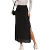 seiveini Gonna Donna Lunga in Tulle Elegante a Vita Elastica Maxi Gonne con Spacco Chic Elegant Primavera Estiva A Nero S