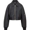 Infinity Leather Giacca College Bomber Oversize in Pelle Nera MA-1 da Donna