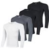 AMZSPORT Maglia Compressione Uomo Maglia Termica Manica Lunga Maglietta Palestra Compression Shirt Ciclismo Running Sportiva, Confezione da 4 Nero Bianco Grigio L