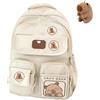 Generic Capybara Zaino Per La Scuola, Carino Preppy Estetico Y2k Zaino Con Spilla Kawaii E Accessori Per Ragazze, Beige, Taglia unica