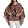 Qunsia, tunica da donna in chiffon modello caftano poncho con maniche a pipistrello, One Size