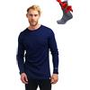 Merino.tech Maglia Termica Merino Lana Uomo Maniche Lunghe + Calzini | Maglione Intimo Leggero, Medio, Pesante Traspirante, Drenante, Anti-Odore, Non Pizzica per Trekking, Sci, Outdoor