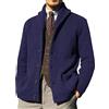 generisch Cardigan da uomo, casual, invernale, a maniche lunghe, con collo sciallato, giacca a maglia grossa, da uomo, cardigan, sciarpa, colletto con bottone, tasca frontale, maglione lavorato a maglia, L