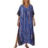 YouKD Kaftano estivo da donna Boho Plus Size Robe Beach Coverup accappatoi taglia unica, E Blu Marrone, Etichettalia unica