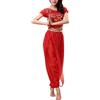 tuwiwol Pantaloni di danza del ventre indiani che ballano con lacci sul retro Set di costumi Sexy per adulti Abiti da donna alla moda Ragazze, Rosso, XL