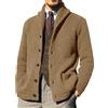generisch Cardigan da uomo, casual, invernale, a maniche lunghe, con collo sciallato, giacca a maglia grossa, da uomo, cardigan, sciarpa, colletto con bottone, tasca frontale, maglione lavorato a maglia, L