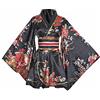 Generic Kimono corto sexy da donna, per adulti, con stampa yukata giapponese, abito con cintura Obi