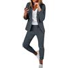 HEONSATI Tuta Oversize Donna Completo Ufficio Aperto Davanti Colletto Eleganti Complete da Lavoro Casual Curvy Set Due Pezzi Giacche E Pantaloni Tailleur da Cocktail con Bottoni per Matrimoni E Feste