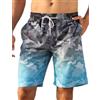 APTRO Costumi Pantaloncini da Bagno Uomo Mare Surf Piscina Stampa Hawaiana Estiva Grande Asciugatura Rapida con Fodera in Rete Blu Nero SA22 2XL