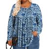 PEVRL Top taglie forti da donna camicie a maniche lunghe casual tunica girocollo vestibilità ampia camicetta autunno inverno, Zebra Blu, 3X-Large Plus