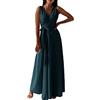 MJGkhiy Vestiti Donna Eleganti da Cerimonia Estivo Sbuffo Plissettata Vestito Abito con Spacco da Spiaggia Infinity Dress Lungo Seta Banchetto Maxi Abito in Raso Vestito da Cocktail Donna Curvy