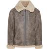 Infinity Leather Uomo Grigio B3 RAF Montone Shearling Volante Pelle Aviatrice Bomber Giacca