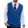Oanviso Maglione Smanicato Uomo Invernale Maglia Trecce Scollo A V Maglione Senza Maniche Slim Fit Pullover Classico Maglioncino Elegante Leggero Gilet Lavorato A Maglia Sweater Blu XL