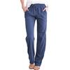 Yutdeng Donna Pantaloni con Tasche e Coulisse Estivi Casual Pantaloni Larghi in Cotone e Lino Elegante Confortevole Spiaggia Pantalone Elastico Pants Pantaloni a Gamba Dritta Blu Navy L