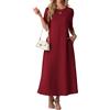 GRECERELLE Abito estivo da donna, scollo rotondo, maxi abito con tasche, maniche corte, casual, linea ad A, abito lungo e largo