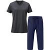 MoFiz Pigiama Donna Estivo Cotone Leggero Comodo Pigiami Due Pezzi da Donna Corti Collo a V Maniche Corte con Pigiama Pinocchietto con Tasche