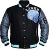 MAXDUD Giacca bomber da uomo nera e grigia | Varsity Jacket College Letterman Giacca per Tom Hardy Baseball Giacca leggera, XXL
