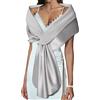 EASEDAILY Scialli e involucri da donna per abiti da sera sciarpa da sposa elegante stole da sposa coprispalle per sposa e damigella d'onore, C-argento., US 4-10 (S)