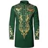 RUMAOZIA Abbigliamento musulmano Uomo Camicia Africana Uomo Caftano Manica Lunga Preghiera Musulmano Abaya Stampa Etnica Tunica Tradizionale Camicia Marocchina Casual Camicia Lunga Ramadan
