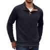 COOFANDY Maglioni da uomo invernali con collo a camicia, felpe con cappuccio in maglia a nido d'ape, felpe casual con bottoni, felpe trapuntate, Blu scuro., M