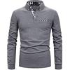 APAELEA Polo da Uomo a Manica Lunga Contrasto Formale Cotone Magliette Tennis Golf T-Shirt，Grigio，XL