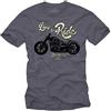 MAKAYA Live TO Ride - Maglietta Biker Uomo - Abbigliamento Moto - T-Shirt Custom Davidsons Evolution Grigio Blu XXXL